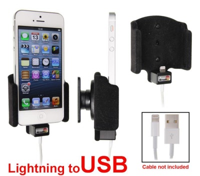 CarkitStunter.nl - Brodit houder Apple iPhone SE/5/5S Padded lightn.->USB kabel 514422 Brodit Specialist